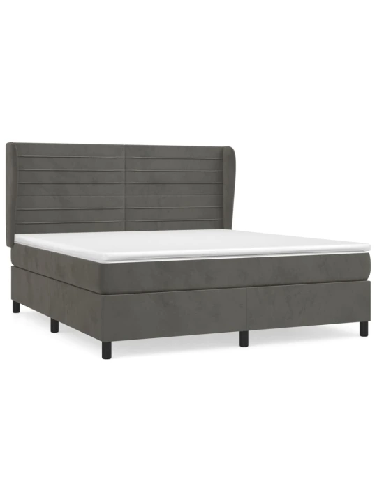 Box spring postel s matrací tmavě šedá 160x200 cm samet