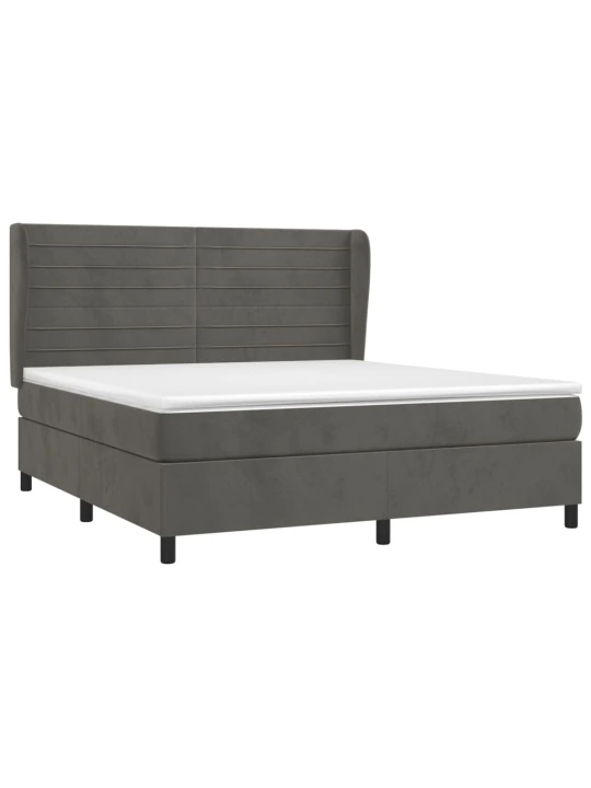 Box spring postel s matrací tmavě šedá 160x200 cm samet