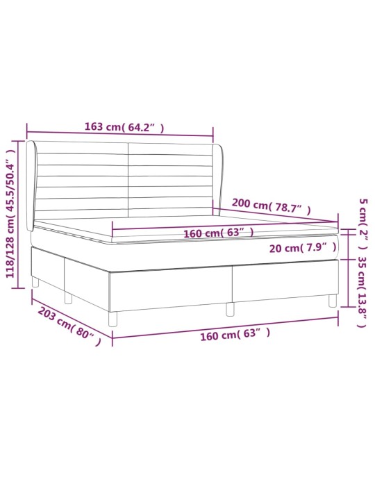 Box spring postel s matrací tmavě šedá 160x200 cm samet