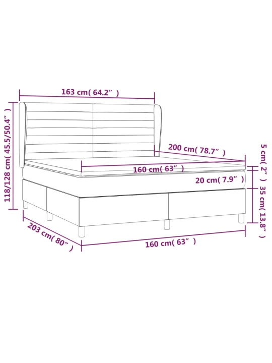 Box spring postel s matrací tmavě šedá 160x200 cm samet