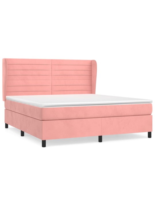 Box spring postel s matrací růžová 160x200 cm samet