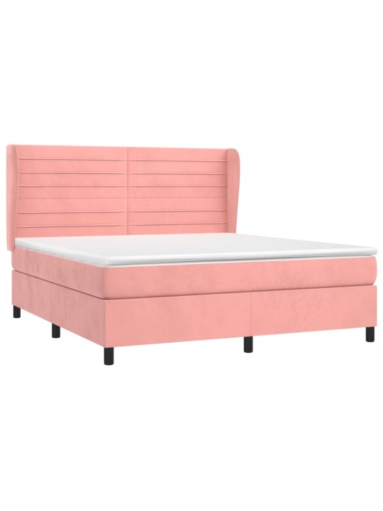 Box spring postel s matrací růžová 160x200 cm samet