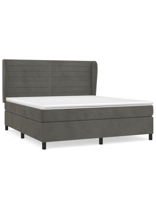 Box spring postel s matrací tmavě šedá 180x200 cm samet