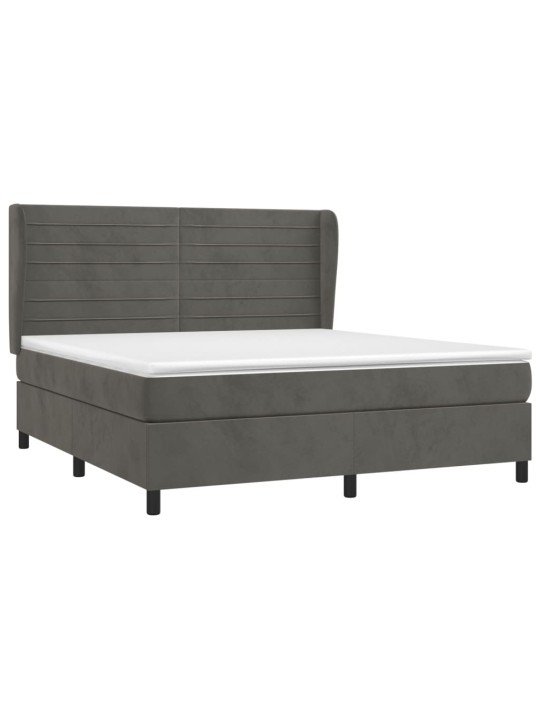 Box spring postel s matrací tmavě šedá 180x200 cm samet