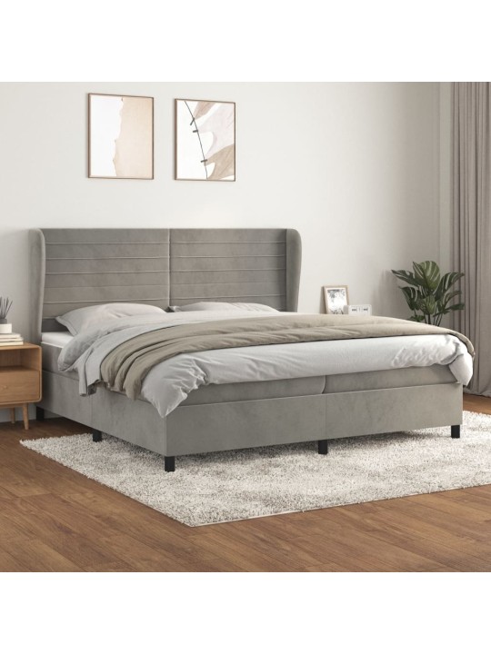 Box spring postel s matrací světle šedá 200x200 cm samet
