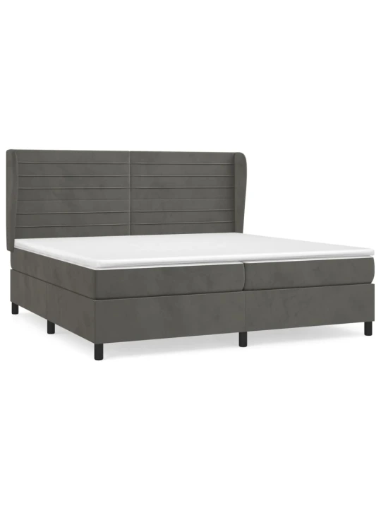 Box spring postel s matrací tmavě šedá 200x200 cm samet