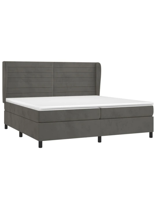 Box spring postel s matrací tmavě šedá 200x200 cm samet