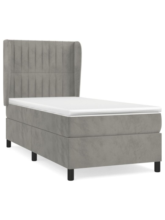 Box spring postel s matrací světle šedá 90x200 cm samet