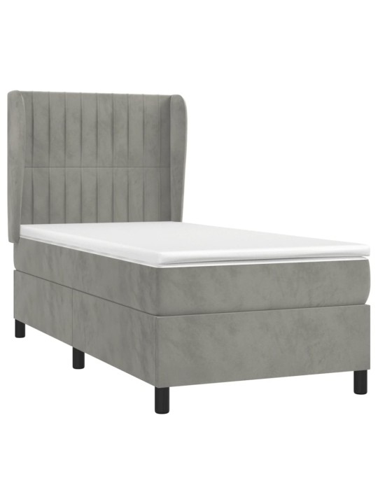 Box spring postel s matrací světle šedá 90x200 cm samet