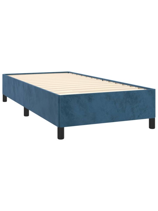 Box spring postel s matrací tmavě modrá 90x200 cm samet
