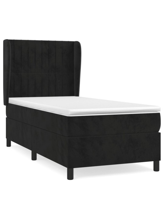 Box spring postel s matrací černá 100x200 cm samet