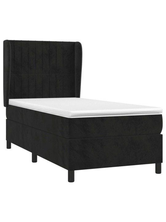 Box spring postel s matrací černá 100x200 cm samet
