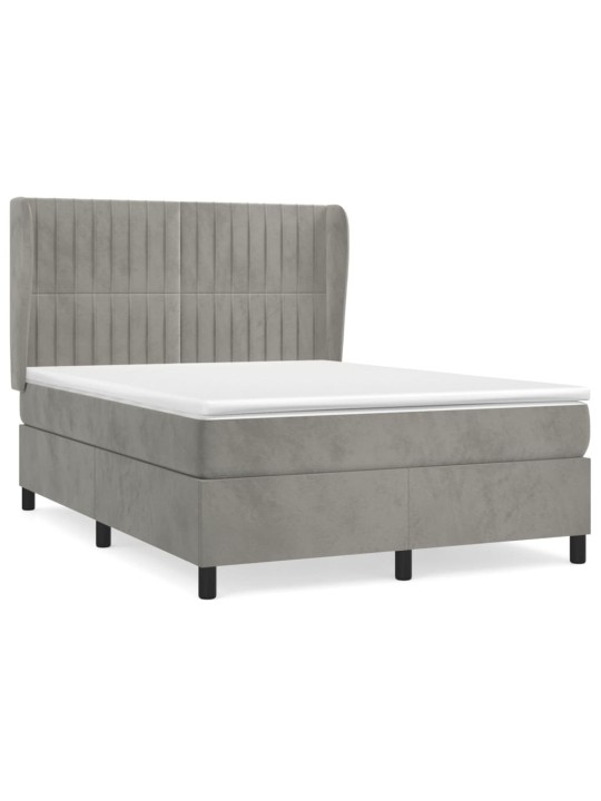 Box spring postel s matrací světle šedá 140x190 cm samet