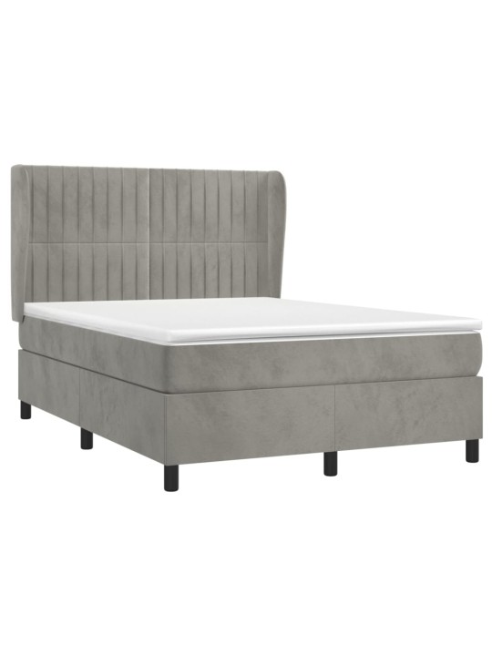 Box spring postel s matrací světle šedá 140x190 cm samet