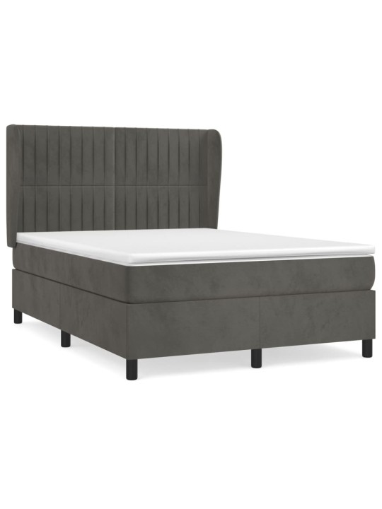 Box spring postel s matrací tmavě šedý 140 x 190 cm samet