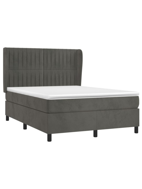 Box spring postel s matrací tmavě šedý 140 x 190 cm samet