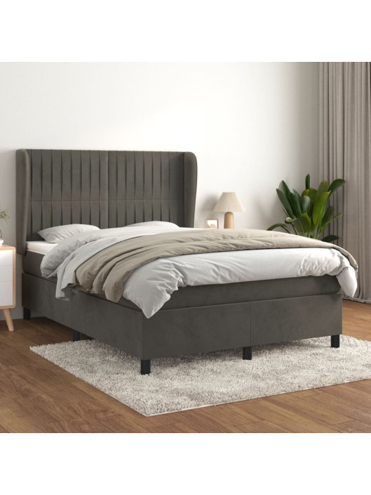 Box spring postel s matrací tmavě šedý 140 x 190 cm samet