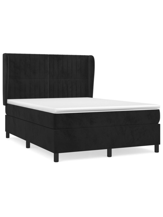 Box spring postel s matrací černá 140 x 190 cm samet