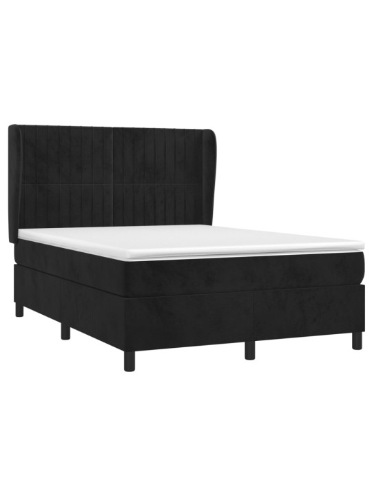 Box spring postel s matrací černá 140 x 190 cm samet