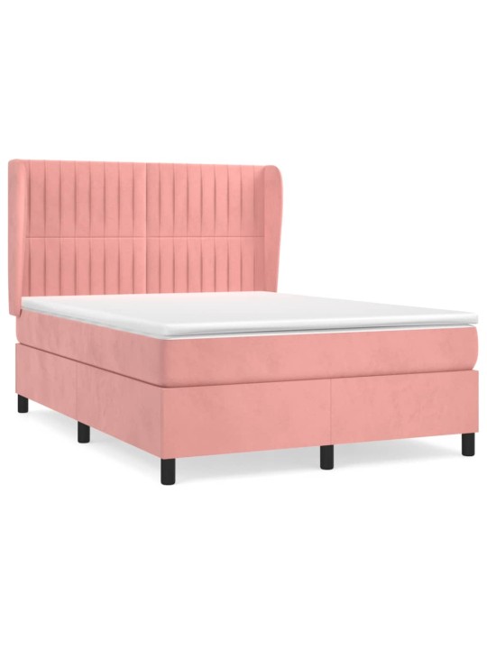 Box spring postel s matrací růžová 140x190 cm samet