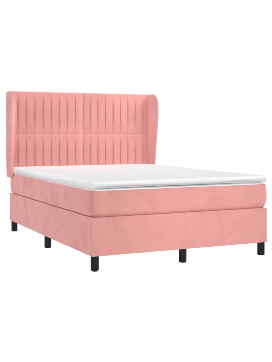 Box spring postel s matrací růžová 140x190 cm samet