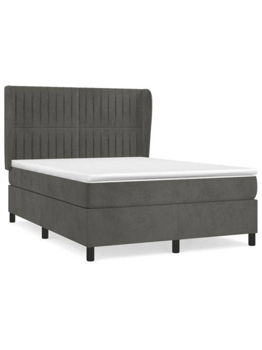 Box spring postel s matrací tmavě šedá 140x200 cm samet
