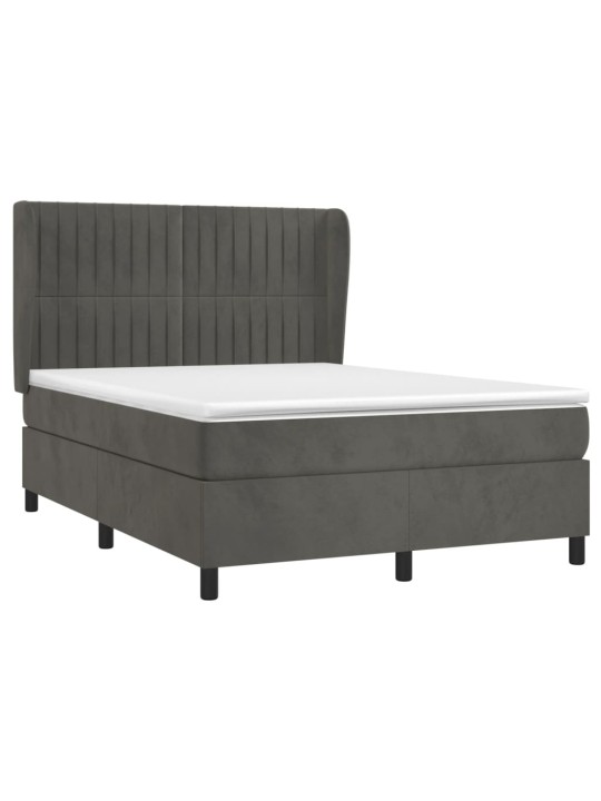 Box spring postel s matrací tmavě šedá 140x200 cm samet