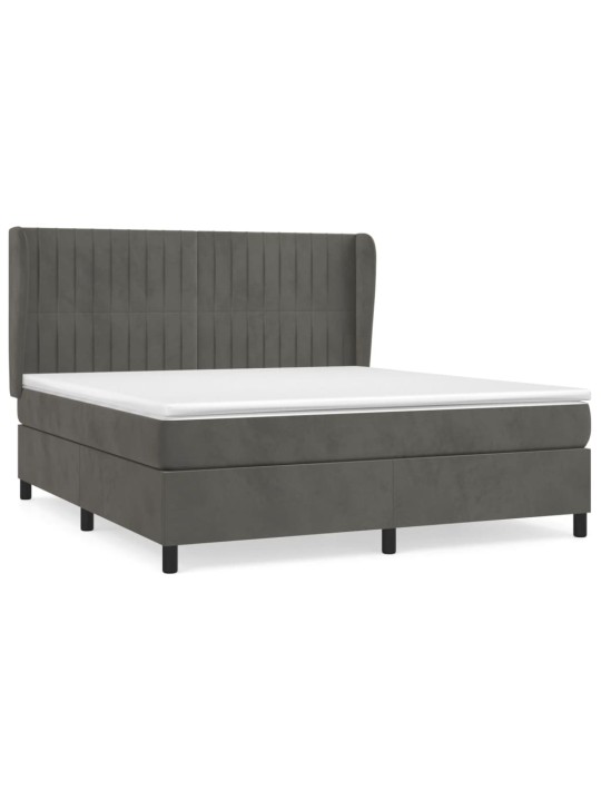 Box spring postel s matrací tmavě šedá 160x200 cm samet