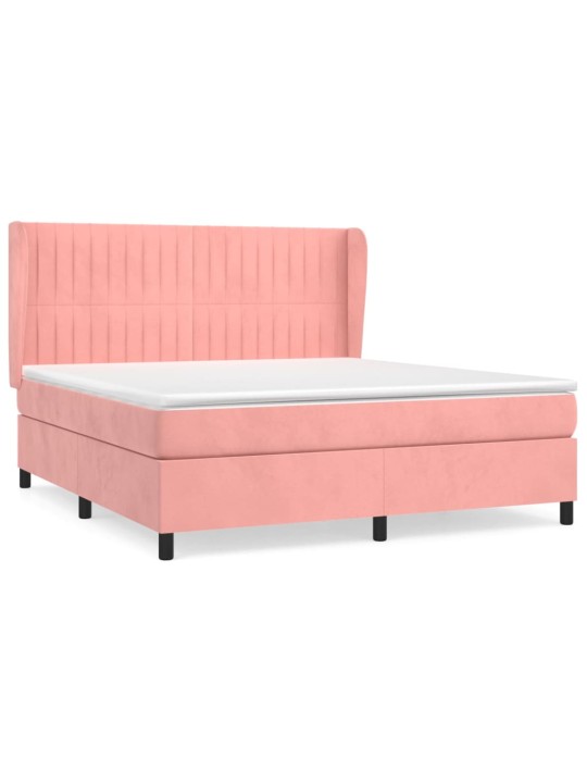 Box spring postel s matrací růžová 160x200 cm samet