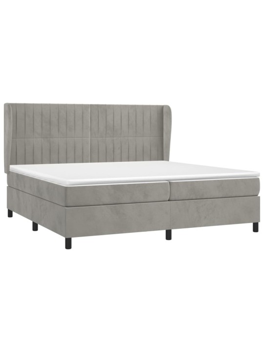 Box spring postel s matrací světle šedá 200x200 cm samet