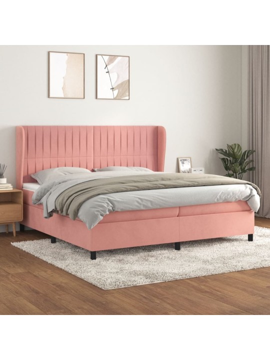 Box spring postel s matrací růžová 200x200 cm samet