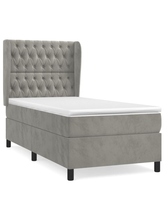 Box spring postel s matrací světle šedá 90x200 cm samet