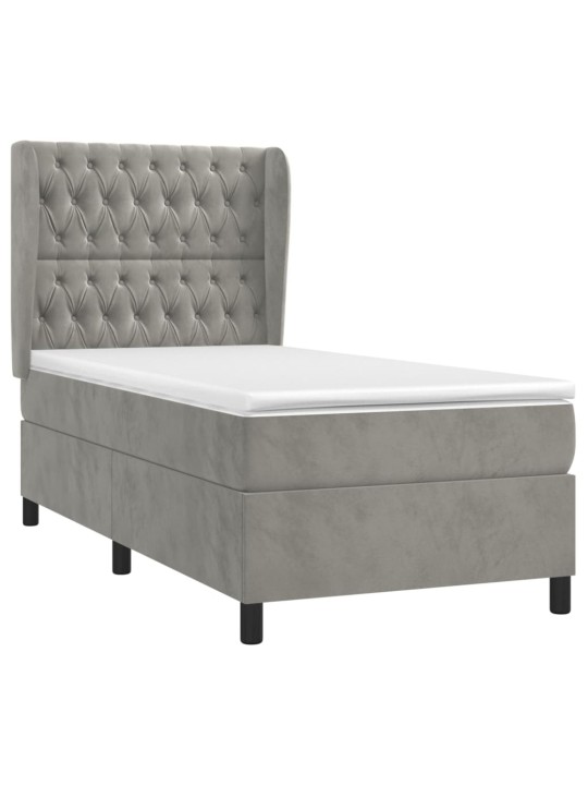 Box spring postel s matrací světle šedá 90x200 cm samet