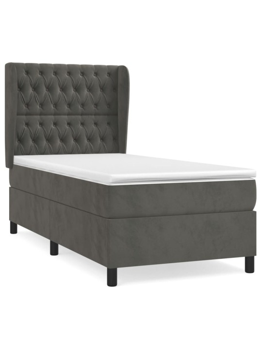 Box spring postel s matrací tmavě šedá 90x200 cm samet