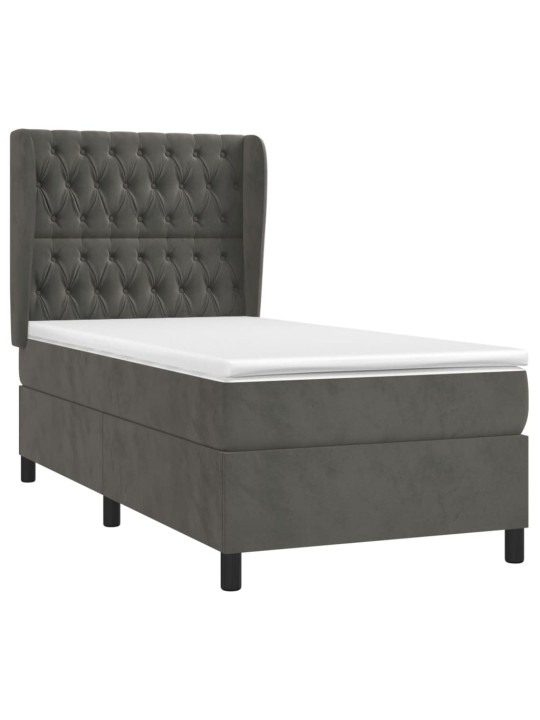 Box spring postel s matrací tmavě šedá 90x200 cm samet