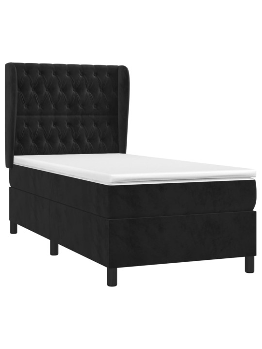 Box spring postel s matrací černá 100x200 cm samet