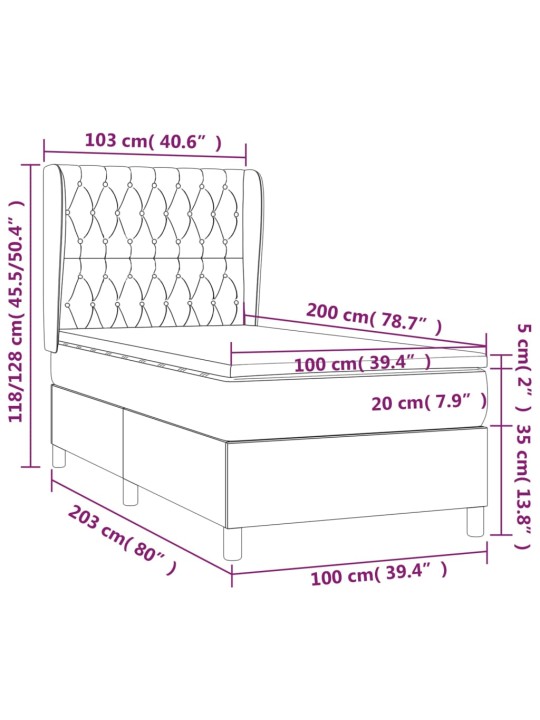 Box spring postel s matrací tmavě zelená 100x200 cm samet
