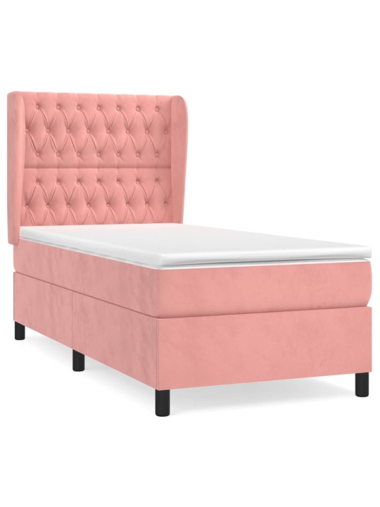 Box spring postel s matrací růžová 100x200 cm samet