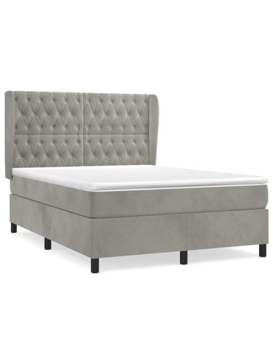 Box spring postel s matrací světle šedá 140x190 cm samet