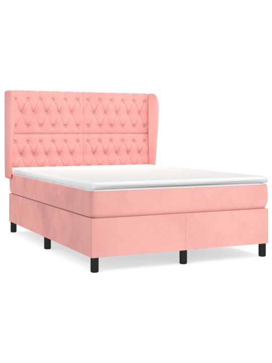 Box spring postel s matrací růžová 140x190 cm samet