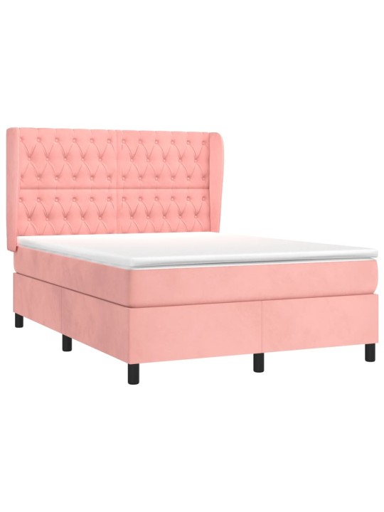 Box spring postel s matrací růžová 140x190 cm samet