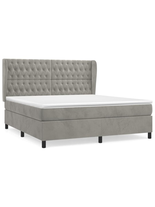 Box spring postel s matrací světle šedá 160x200 cm samet