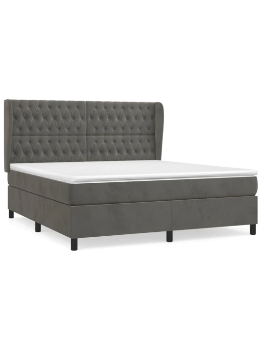 Box spring postel s matrací tmavě šedá 160x200 cm samet