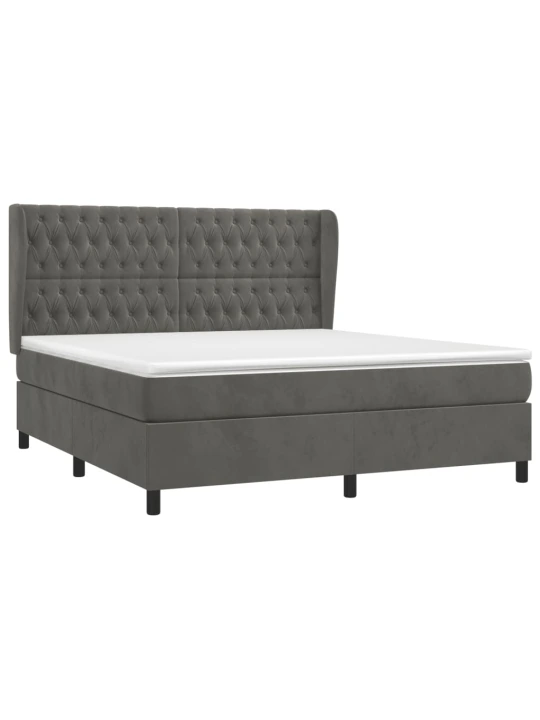 Box spring postel s matrací tmavě šedá 160x200 cm samet
