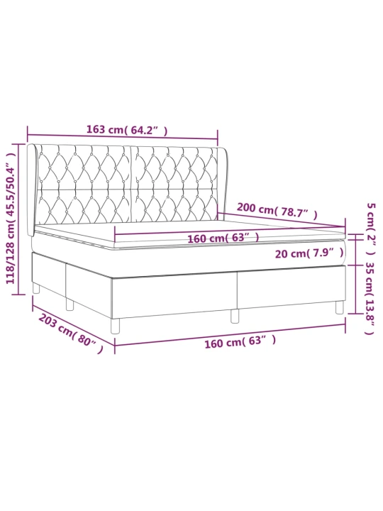 Box spring postel s matrací tmavě šedá 160x200 cm samet