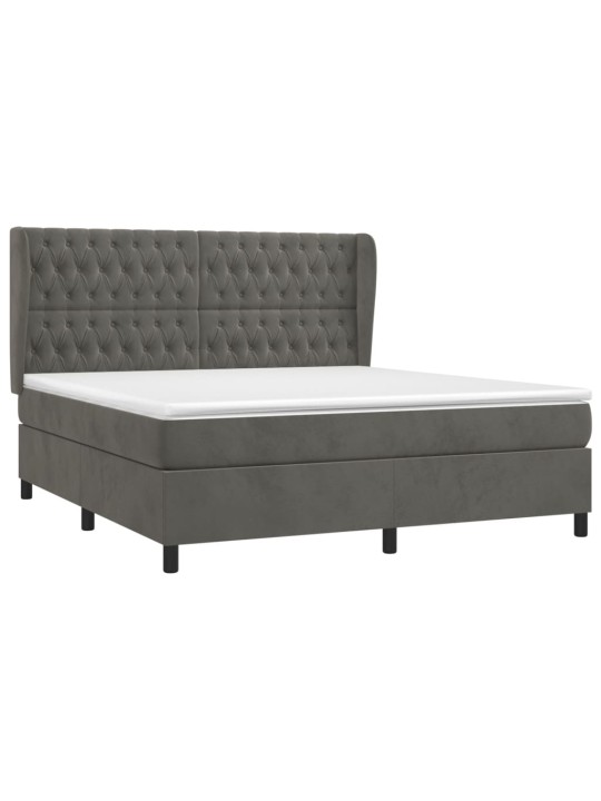 Box spring postel s matrací tmavě šedá 180x200 cm samet