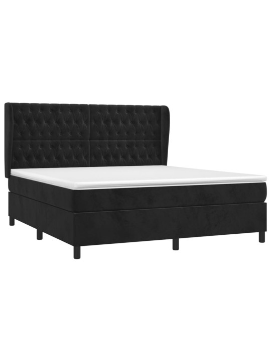 Box spring postel s matrací černá 180x200 cm samet