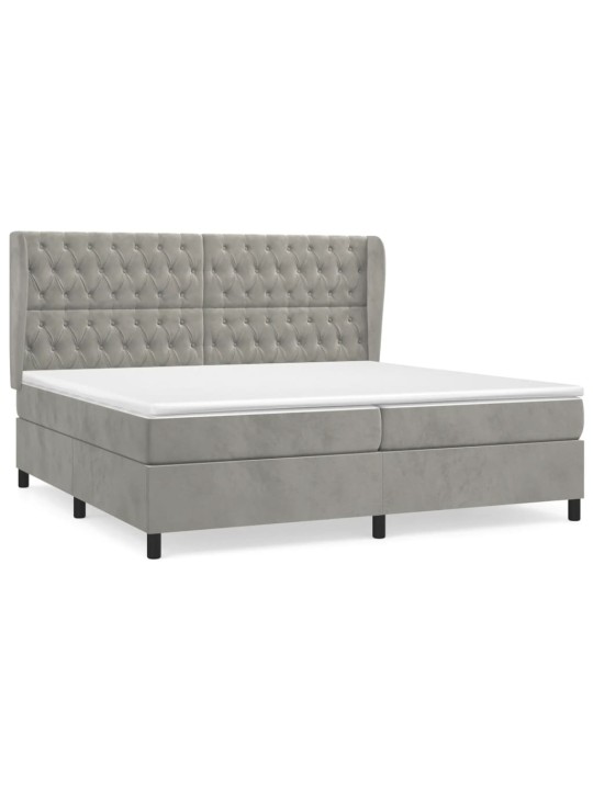 Box spring postel s matrací světle šedá 200x200 cm samet