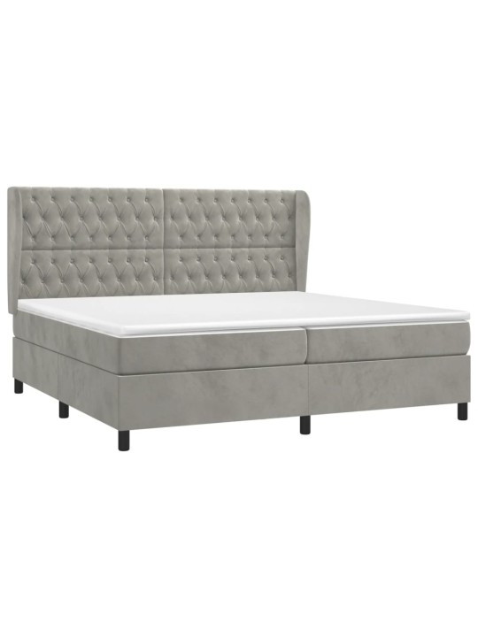 Box spring postel s matrací světle šedá 200x200 cm samet