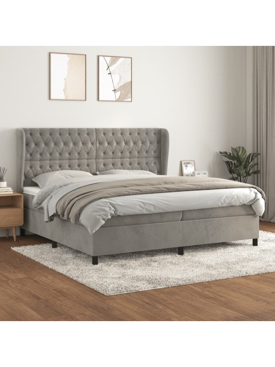 Box spring postel s matrací světle šedá 200x200 cm samet